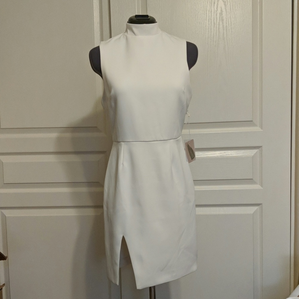 White front slit dress
